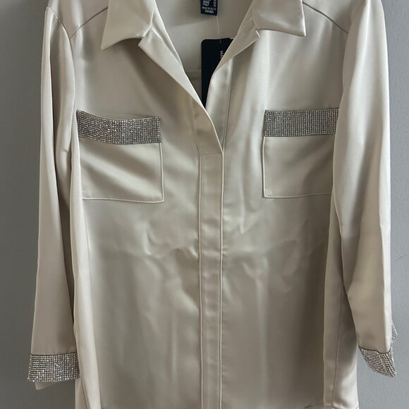 254236 Woven Champagne Blouse with Silver by FRANK LYMAN - Picture 1 of 1